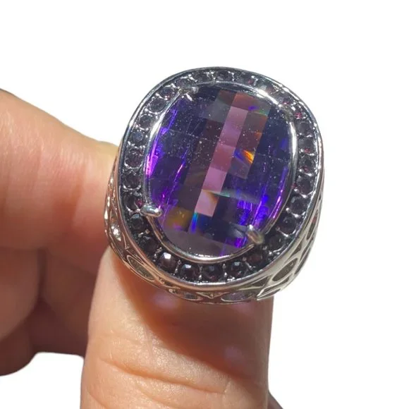 SHOWSTOPPER AMETHYST RING IN 316SL (STAINLESS STEEL) (SZ 8.25) - Picture 9 of 15